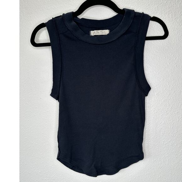 We The Free Black Round Neck Sleeveless Kate Shirt Ribbed Tank Top S - Picture 4 of 14